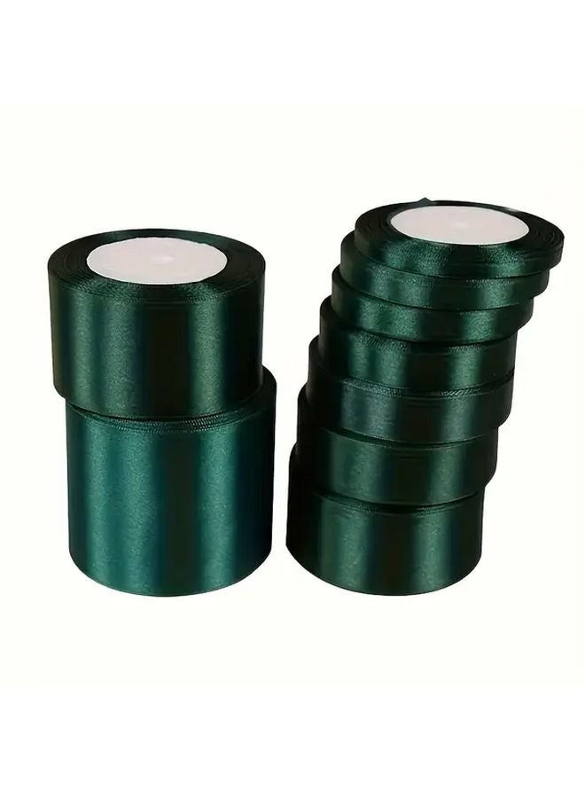 Dark Green Satin Ribbon 0.79 Inch Wide 10 Pieces DIY Gift Wrapping Wedding Decoration Bow Hair Accessory - Image 1